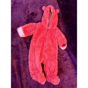 One-Piece baby 3-6 months Children's Place Winter Coverall Pink Bear Footed Hood